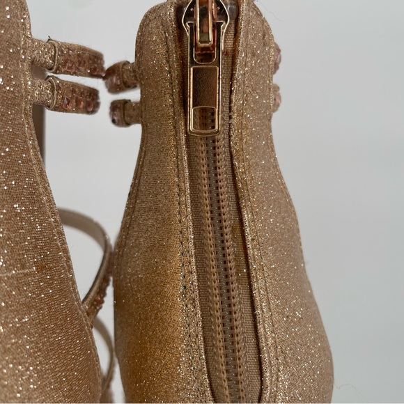 2FOR$20 Sparkly Y2K Gold / Rose Gold Open Toe Bedazzled Stilettos / Party Heels - Picture 16 of 16